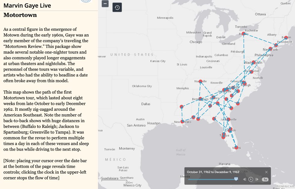 Screenshot of Marvin Gaye Live Map